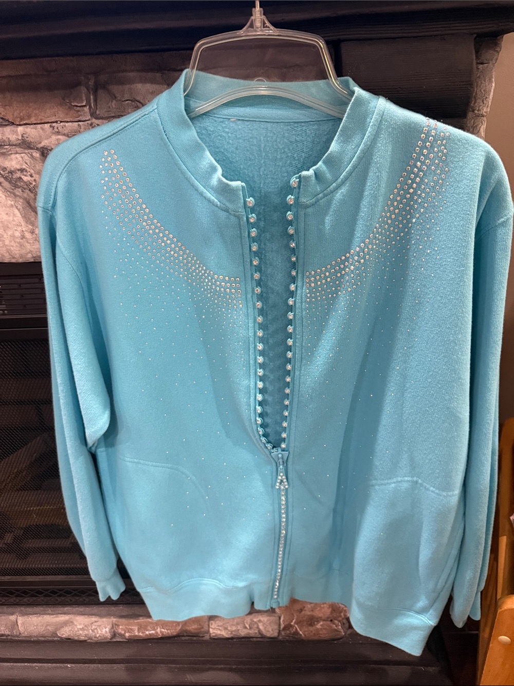 Blue fleece type jacket with sparkles